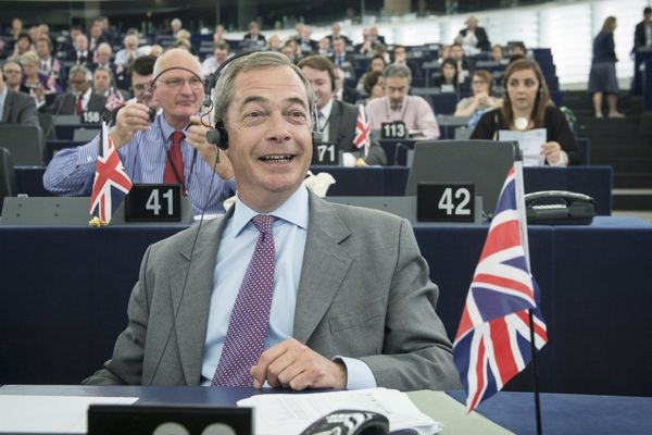 Nigel Farage, le leader du parti Ukip, au parlement européen.