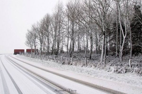 Neige en janvier à Fiefs (Pas-de-Calais) en janvier 2014.