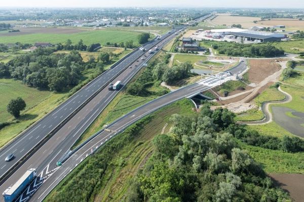 Le nouveau diffuseur Chalon-Nord sur l'A6, à hauteur de Fragnes-la-Loyère (Saône-et-Loire).