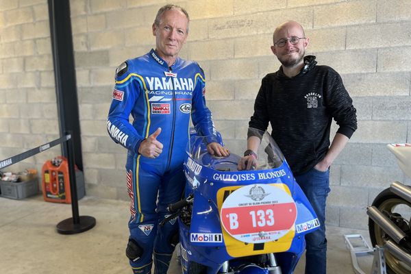 Thomas Lebouvier en compagnie du champion Christian Sarron