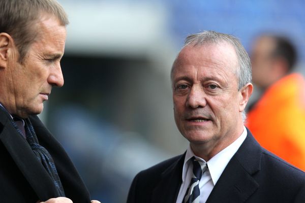 Jacques Crevoisier (à gauche) et Bernard Lacombe au stade Bonal en 2012.