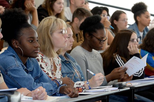 Des étudiants en cours de langue