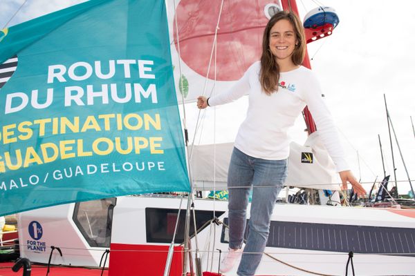 Amélie Grassi avant le départ de la Route du Rhum