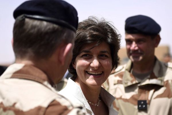 Sylvie Goulard, ministre des Armées, lors d'une revue de troupes de l'opération Barkhane dans la région de Gao au Mali - 19/05/2017