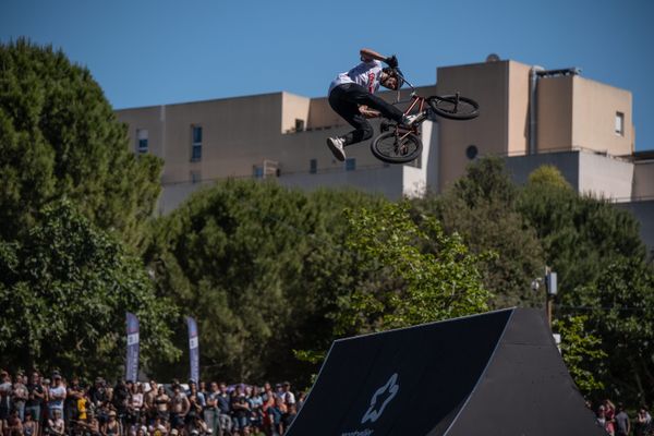 Epreuve de BMX lors de l'édition 2019 du FISE, à Montpellier. 