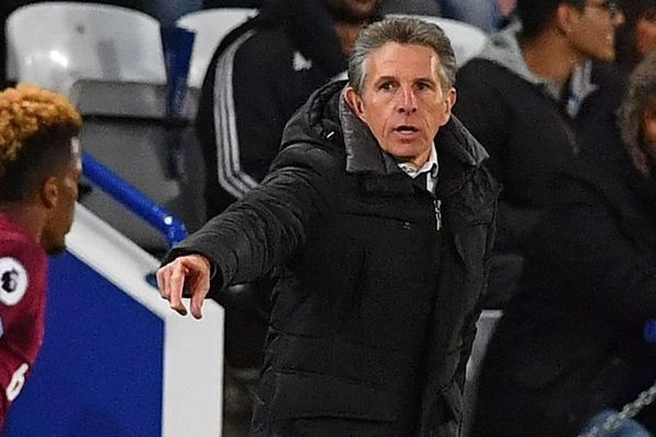 Claude Puel, le 27 septembre 2018, lors du match de Premier League Leicester - West Ham