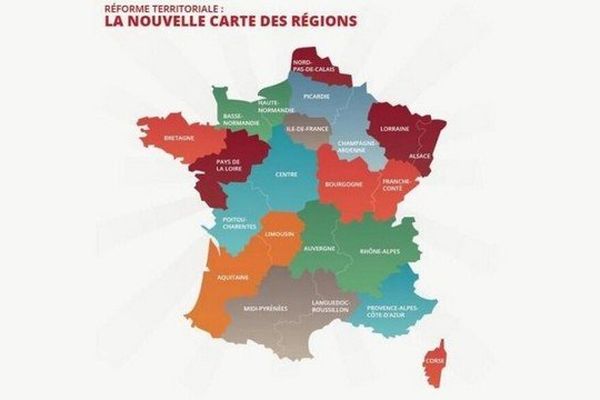 La nouvelle carte des Régions qu'examineront les députés