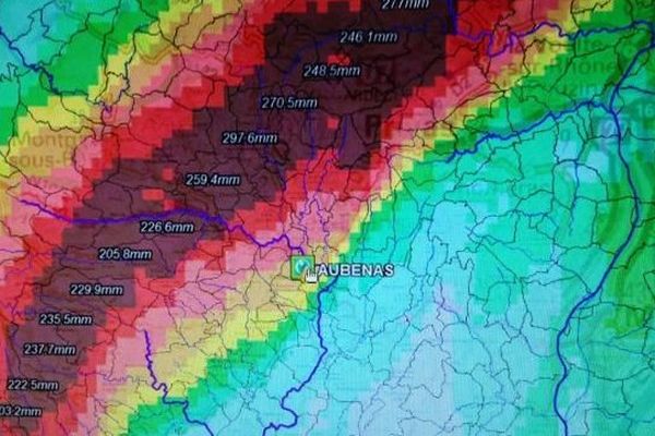 La carte de cumuls de précipitations de Predict. 