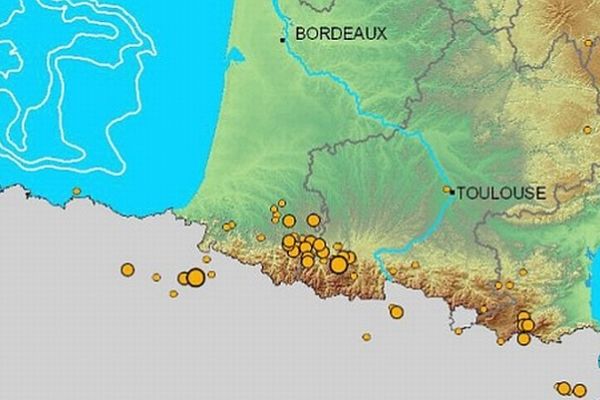 Les séismes supérieurs à une magnitude de 4 entre 2000 et 2010