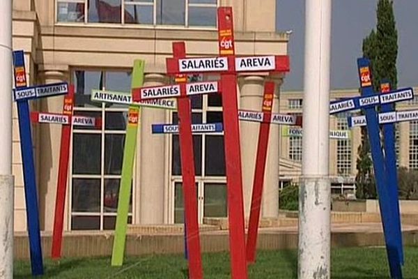 Montpellier - manifestation de salariés d'Areva devant le conseil régional du Languedoc-Roussillon - 2 juillet 2015.