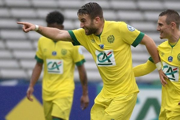 La joie de Lucas Deaux après avoir marqué le premier but de la rencontre FC Nantes-Club Franciscain