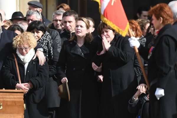 Funérailles de Xavier Beulin en la cathédrale d'Orléans. En présence de sa femme Laurence Beulin et de ses proches. 24 février 2017