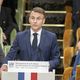 Emmanuel Macron pendant la session solennelle de présentation de la 9ème édition du dictionnaire de l'Academie Francaise