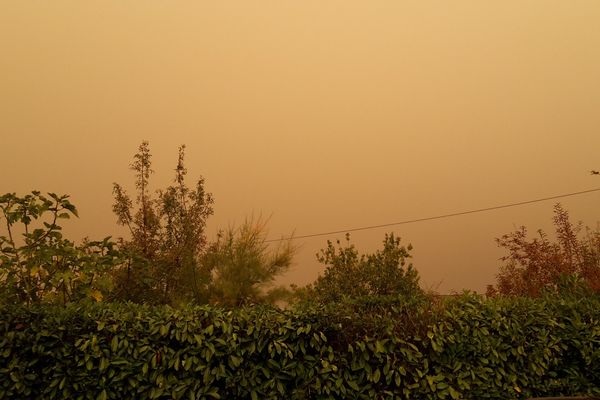 Le Pé de Buzay près du Pellerin au sud Loire sous un ciel jaune le 16 octobre 2017