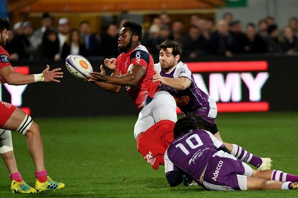 Le Stade Aurillacois lors de sa rencontre face à l'US Bressane, lors de la 26e journée de Pro D2, le vendredi 29 Mars 2019 