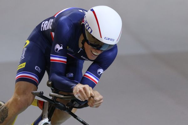 Sylvain Chavanel, le 22 octobre 2016 aux Championnats d'Europe de cyclisme sur piste à Saint Quentin-en-Yvelines.