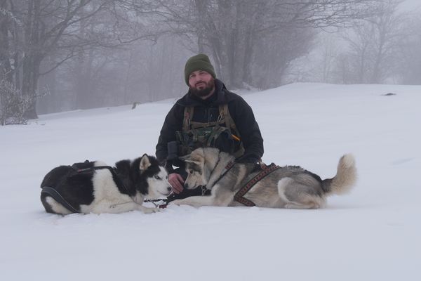 Guillaume, avec Lucky, 7 ans, et Ozalee, 3 ans.