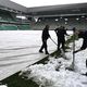 01/04/2022 - Geoffroy Guichard- La neige a tendance à s'inviter lors des rencontres ASSE/OM .