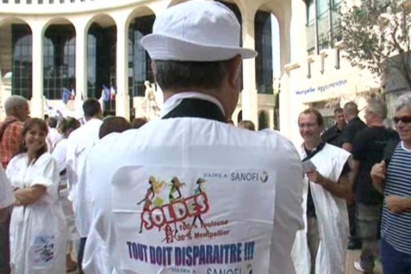 Manifestation des Sanofi de Montpellier en juillet 2012. Le premier jeudi de la colère.