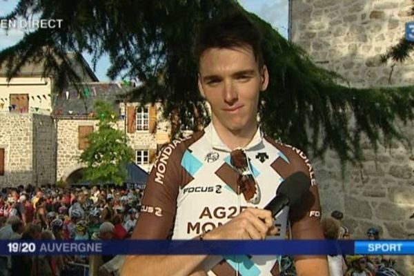 Romain Bardet interviewé le 06/08/2014, juste avant le départ du 17e critérium de Marcolès (15)