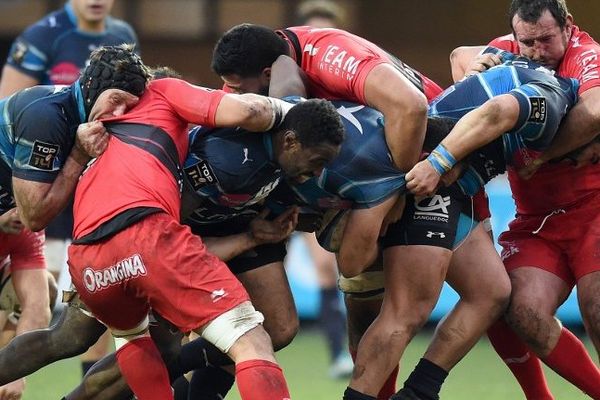 Autour de son capitaine Fulgence Ouedraogo, le MHR a dominé Toulon en mêlée, 15è journée du Top 14 - 3/01/2015