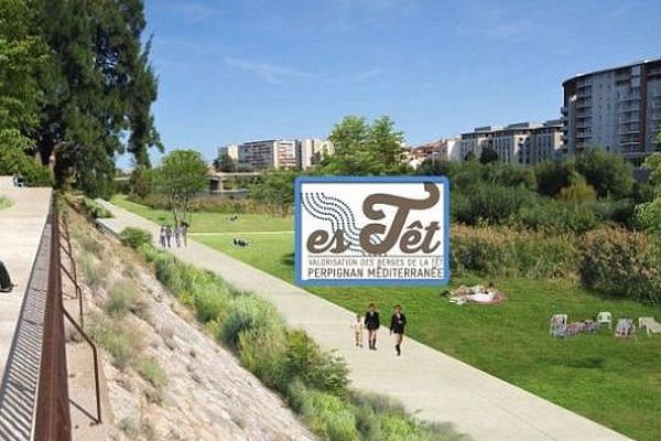 Rambla et aires de loisirs dans le projet d'aménagement de la Tet à Perpignan.