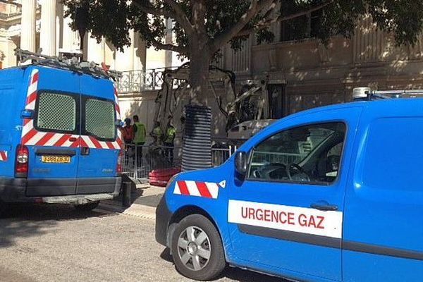 Nîmes - fuite de gaz devant le palais de justice - 8 juillet 2015.