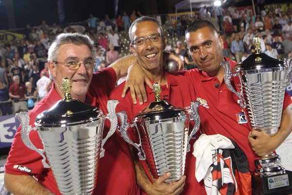 Bettoni, Lakhal et N'Guyen, la triplette gagnante de l'Europétanque 2013 de Nice