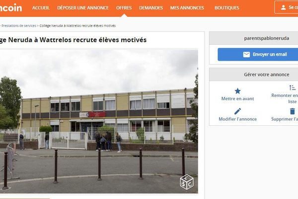 L'annonce publiée par les parents d'élève du collège Neruda sur Le Bon Coin. 