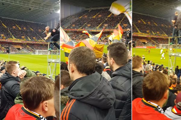 Des images de la tribune Marek filmées par un supporter lors du derby RC Lens/VAFC