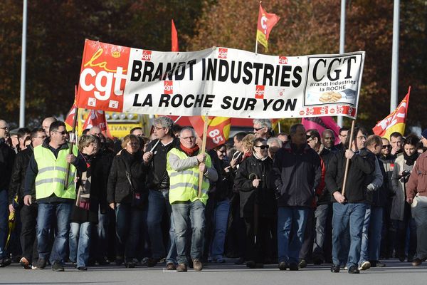 Les salariés de FagorBrandt en manifestation à La Roche-sur-Yon en novembre 2013