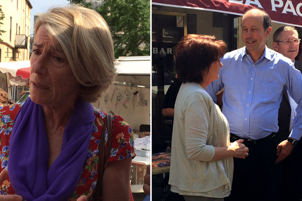 Laurence Vichnievsky et Louis Giscard d’Estaing en campagne dans la 3ème circonscription du Puy-de-Dôme. Puy-de-Dôme