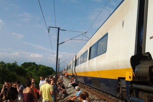 Le TGV Lille-Paris arrêté en pleine voie et ses voyageurs descendus pour se "rafraîchir".