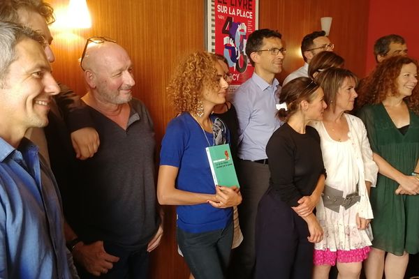 Le jury 2018 du Prix Stanislas présidé par Leïla Slimani, mardi 28 août 2018 à Nancy (Meurthe-et-Moselle).