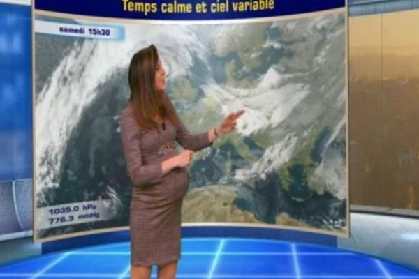 Daniela Prepeliuc présente le journal météo le 8 janvier, avant de partir en congé maternité