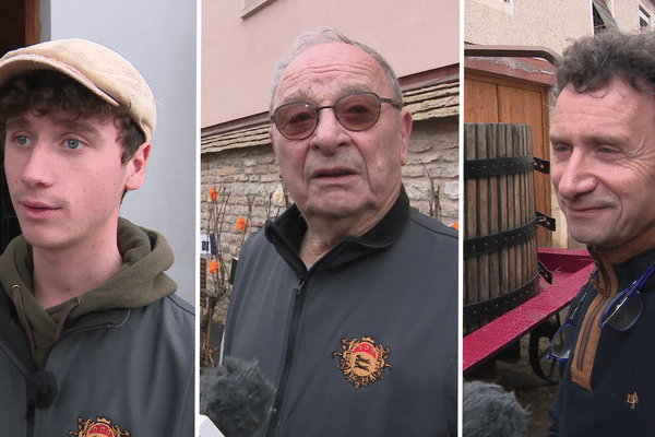 Sébastien, Hubert et Laurent Lignier, trois générations qui participent à l'organisation de la Saint-Vincent Tournante 2024.