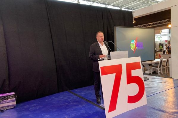 Le commissaire général de la foire, Bruno Forget, pendant son discours inaugural de la 75e édition, le jeudi 2 septembre 2021.