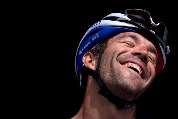 Thibaut Pinot au départ de la 13e étape du Tour d'Espagne, le 2 septembre 2022