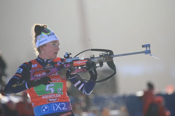 Lou Jeanmonnot, ici le week-end dernier à Hochfilzen (Autriche) est revenue à la compétition sur la mass start de Lenzerheide, après une semaine de maladie.