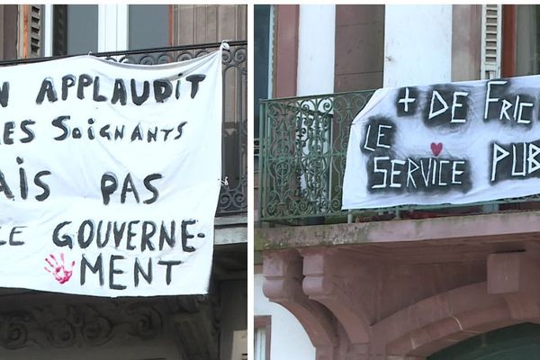 Sur les balcons alsaciens, ce ne sont pas les géraniums qui fleurissent allègrement mais bien les pancartes de protestation, un 1er mai inédit