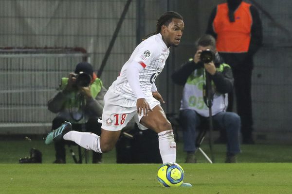 Illustration/ Le portugais Renato Sanches, sous le maillot de Lille. Il dénonce des propos racistes lors de la rencontre GFCA-LOSC du 7 mars 2021.