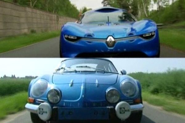 En haut le concept-car Alpine Renault - En bas, la Berlinette A 110 des années 70