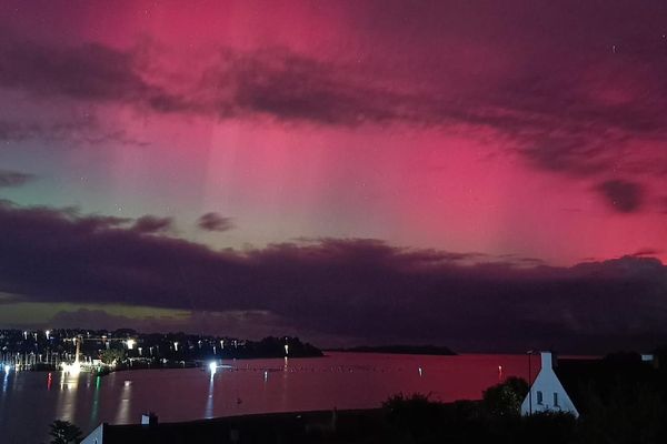 Aurores boréales dans la nuit du 10 au 11 octobre 2024, à Perros-Guirec (Côtes d'Armor).