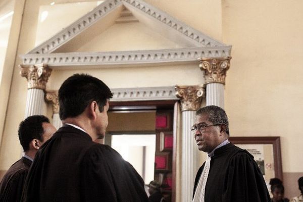 Les avocats des victimes, lors du procès à Madagascar.