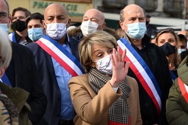 Brigitte Barèges le 13 février 2021 à Montauban (Tarn-et-Garonne), lors d'une manifestation de soutien après sa première condamnation.