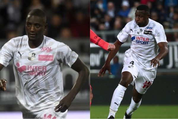 Serhou Guirassy et Nicholas Opoku lors de matchs de l'Amiens SC