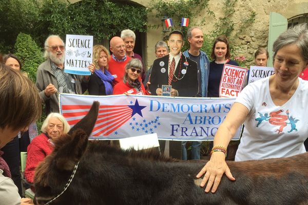 Avec leur âne, emblème des Démocrates, une quarantaine d'Américains ont fêté ce dimanche 2 juillet l'Independence Day.