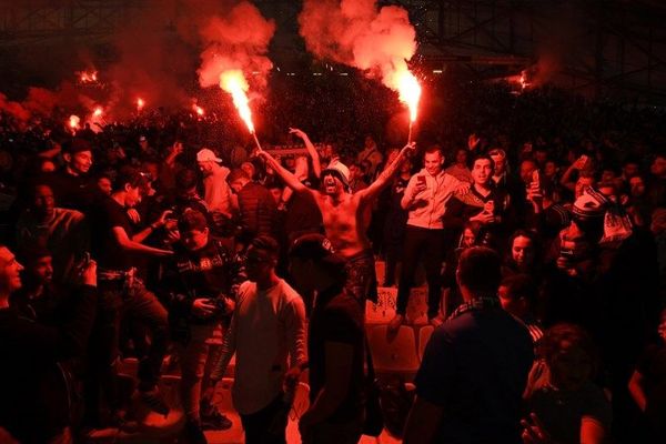 Les supporters de l'OM lors de la finale à Lyon en Europa League entre Marseille et l'Atlético Madrid le 16 mai 2018