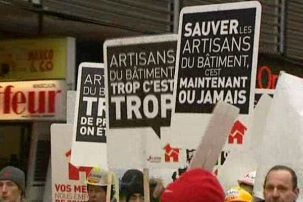 Manifestation  des artisans du bâtiments en Janvier 2013