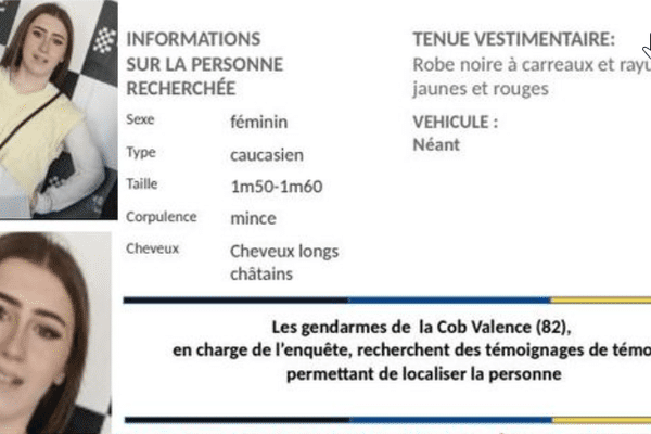 Un appel à témoins a été lancé par la gendarmerie du Tarn-et-Garonne après qu'une jeune fille de 16 ans n'a plus donné signe de vie depuis cinq jours.